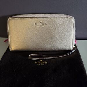 Katr Spade Rose Gold Full Size Wristlet Wallet